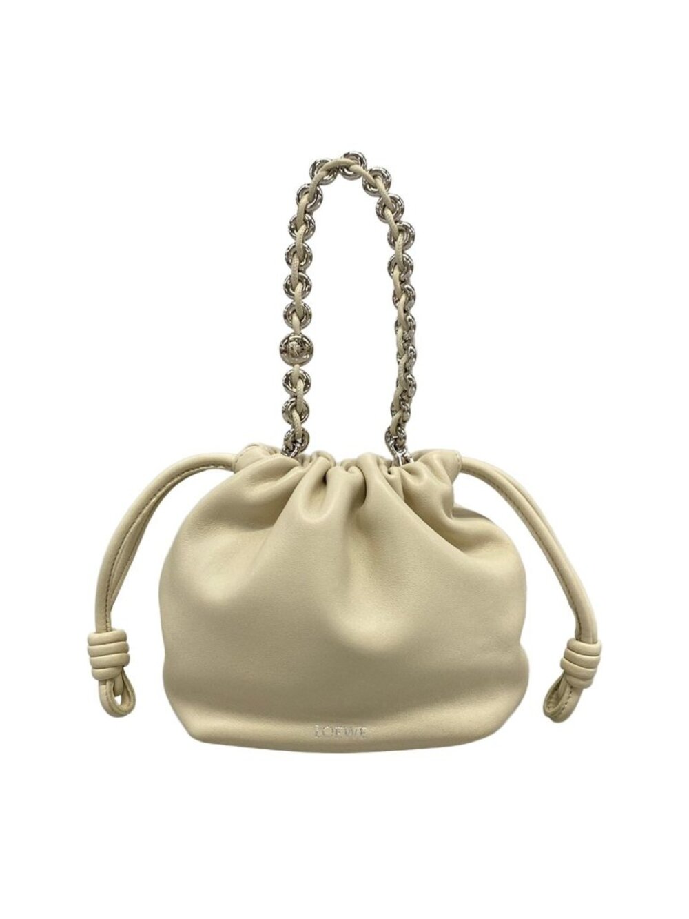 Loewe Flamenco Purse Mini Sea Salt Drawstring Mini Bag Chain Handle